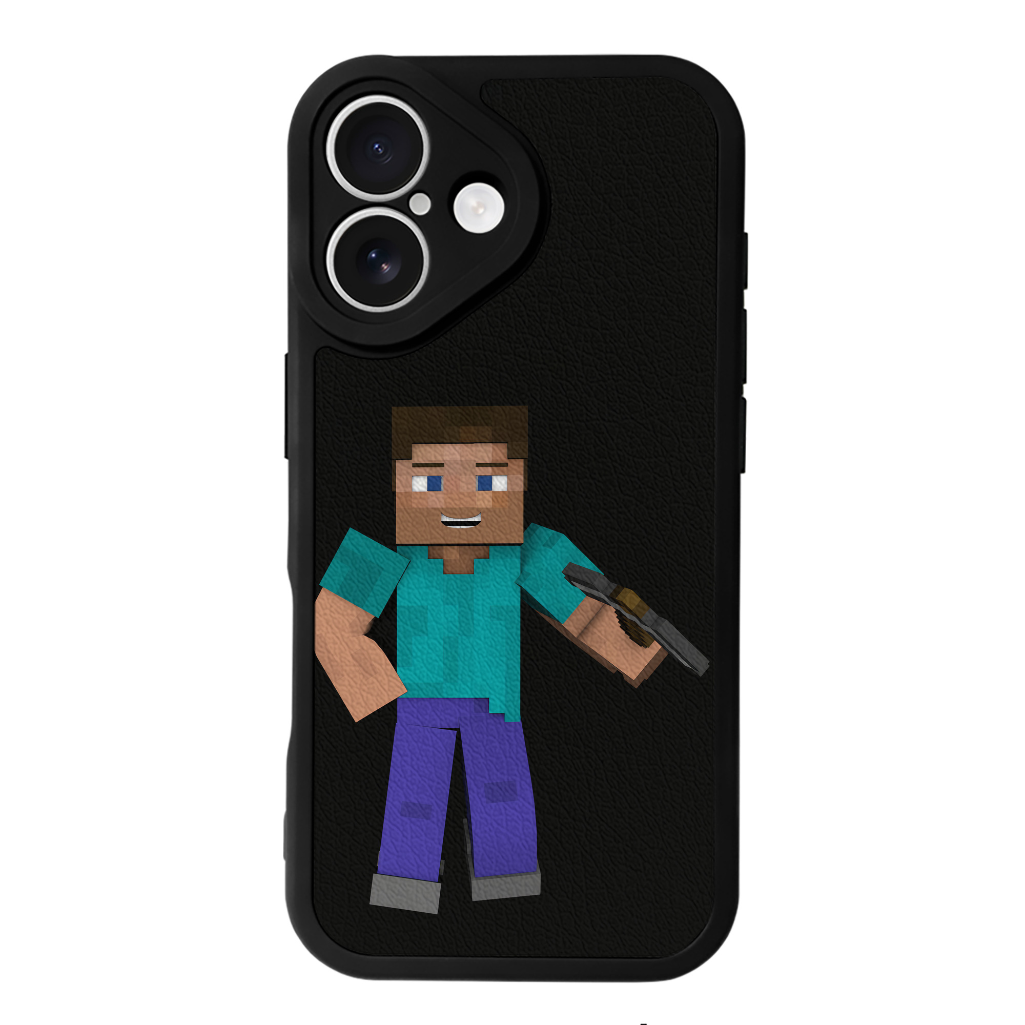 （画像用） マインクラフト ブロックの世界 Minecraft MC Block world 【iPhone 16シリーズ対応】シリコンスマホケース（レザー調） 材質：シリコン